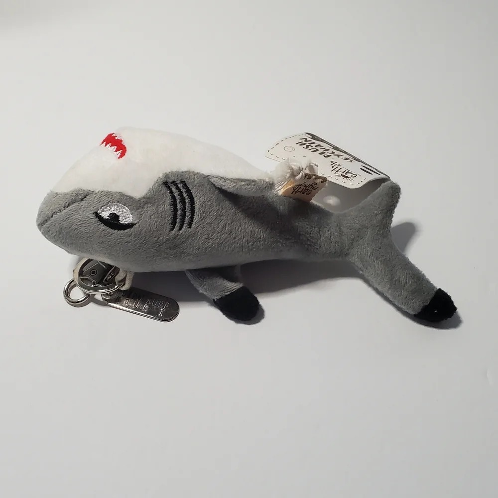 Earth Nymph Shark Plush Keychain Grey & White NWT Rare Gift Purse Hawaii Ocean